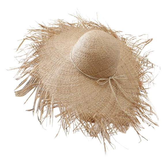 OJSFQUFP Women Beach Hat Summer Straw Sun Hat Fashion Wide Brim Straw Sun Hat