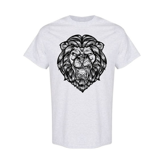 Angry Lion Head Design T-Shirt Men -Image by Shutterstock, Male x-Large