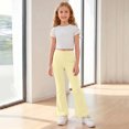 thumbnail image 5 of VV AVEORS Girls Flare Leggings School Uniform Pants For Teen Girls Bell Bottoms Ruffle Trim Bootcut Pant Yellow 160, 5 of 6