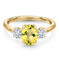 thumbnail image 3 of Gem Stone King 10K Yellow Gold Canary Mystic Topaz and White Moissanite Engagement Ring for Women | 2.02 Cttw | Oval 8X6MM | Gemstone November Birthstone | Size 8, 3 of 7