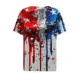 thumbnail image 4 of Cavosen Independence Day Clothes Women Petite Independence Day 3/4 Sleeve V Neck T Shirts American Flag Graphic Shirts Lady XL 4th of July Casual Shirts Red White and Blue Tunic Tees, 4 of 5