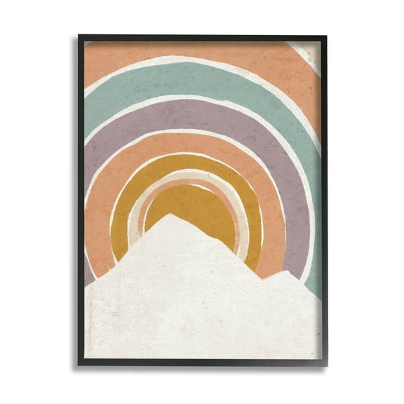 Stupell Industries Circular Geometric Mountain Landscape Graphic Art Black Framed Art Print Wall Art, Design by Loni Harris