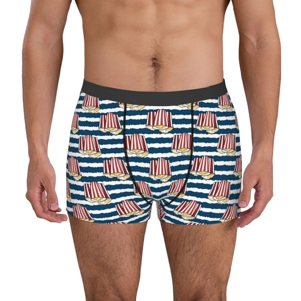 Balery Popcorn Calzoncillos bóxer para hombre, ropa interior de algodón suave y transpirable con cinturilla de nailon-Medium