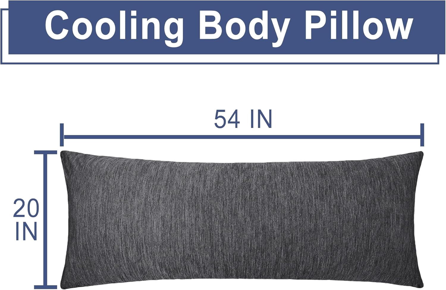 Cooling Body Pillow for Adults, 20x54 Inch Grey - Shredded Memory Foam Body Pillow with Removable & Adjustable Filling, Full Body Support for Side Sleepers, Pregnancy & Pain Relief