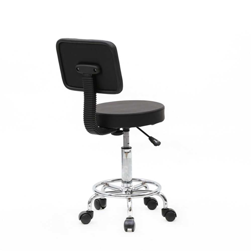 Round Shape Adjustable Salon Stool with Back Black