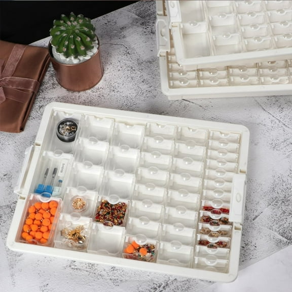 kttectoa Painting Bead Storage Container Organizer Box Multi-Compartment ABS Jewelry Nail Art Rice Beads Display Case 34.8x27x4.3cm for Crafts Christmas Gifts Home