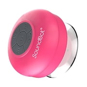 Soundbot HD Water Resistant Bluetooth Shower Speaker, Handsfree Portable Speakerphone with Built-in Mic, 6hrs of Playtime, Control Buttons, Pinkk