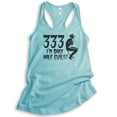 thumbnail image 1 of 333 I'm Only Half Evil Tank Top, Ladies Racerback Tank Top, Halloween Tank, Devil Graphic Tee, Devil Tank, Cancun, Small, 1 of 3