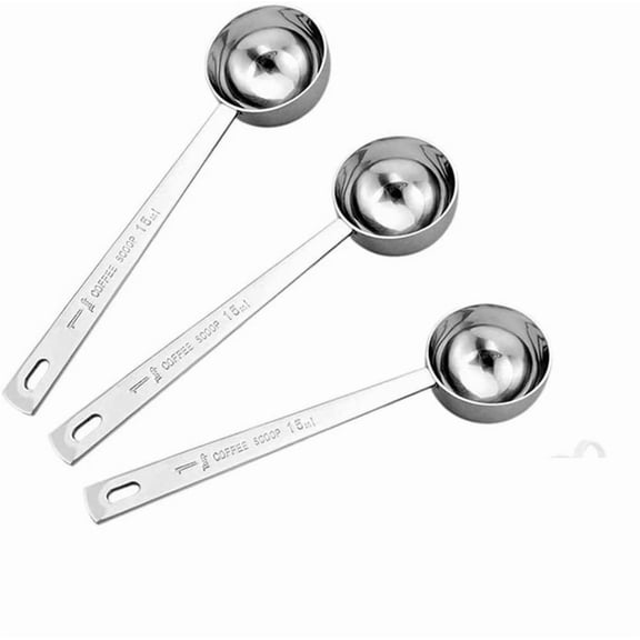1 Tbsp Measuring Spoon Stainless Steel, Coffee Scoop Set of 3 with Metric Engraved Handle, for Kitchen Baking Tea, Silver
