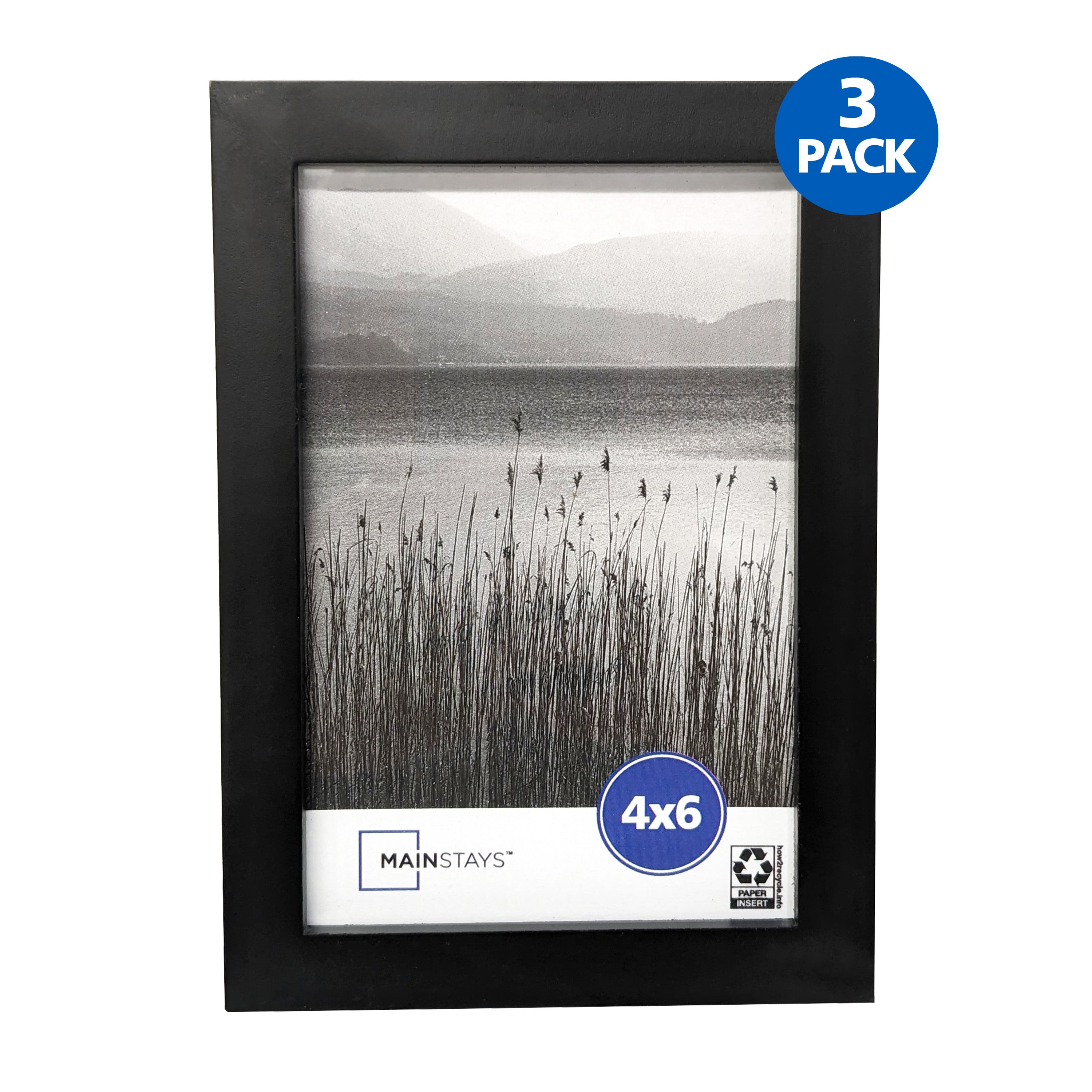 Mainstays - 4x6 Picture Frame - Black Gallery Linear Program Tabletop & Wall Photo Frame, Set of 3