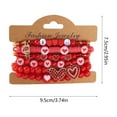 thumbnail image 3 of Rourlinge 5pc Valentines DayBracelets Trendy Clay Bead Bracelets Stack Gold Beaded Stretch Bracelets for Women Boho Stackable Bracelets Bulk Beaded Heart Red Bracelet, 3 of 6