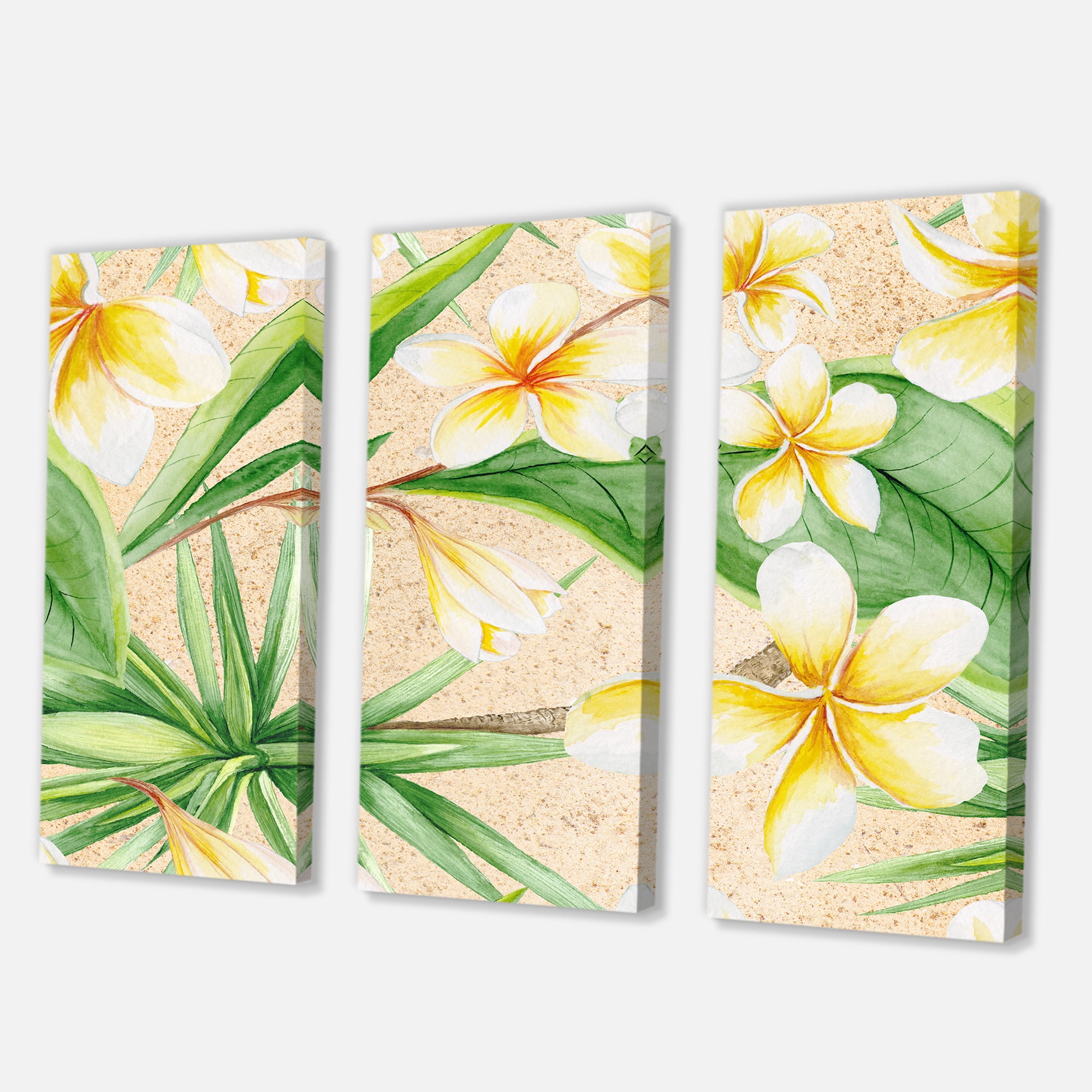 Designart ' Yellow Flowers and Tropical Foliage XI ' Traditional Canvas Wall Art Print