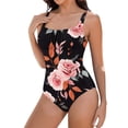 thumbnail image 4 of Jamicy Womens One Piece Swimsuits Tummy Control Square Neck Sporty Ruched Slimming Monokini High Cut Women's Bathing Suit, 4 of 8