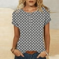 thumbnail image 2 of ZUKMRJPC Womens Summer Tops Short Sleeve Crewneck Polka Dot Button Down Pullover Tees Casual Loose Fit Basic Tunic Shirts, 2 of 7