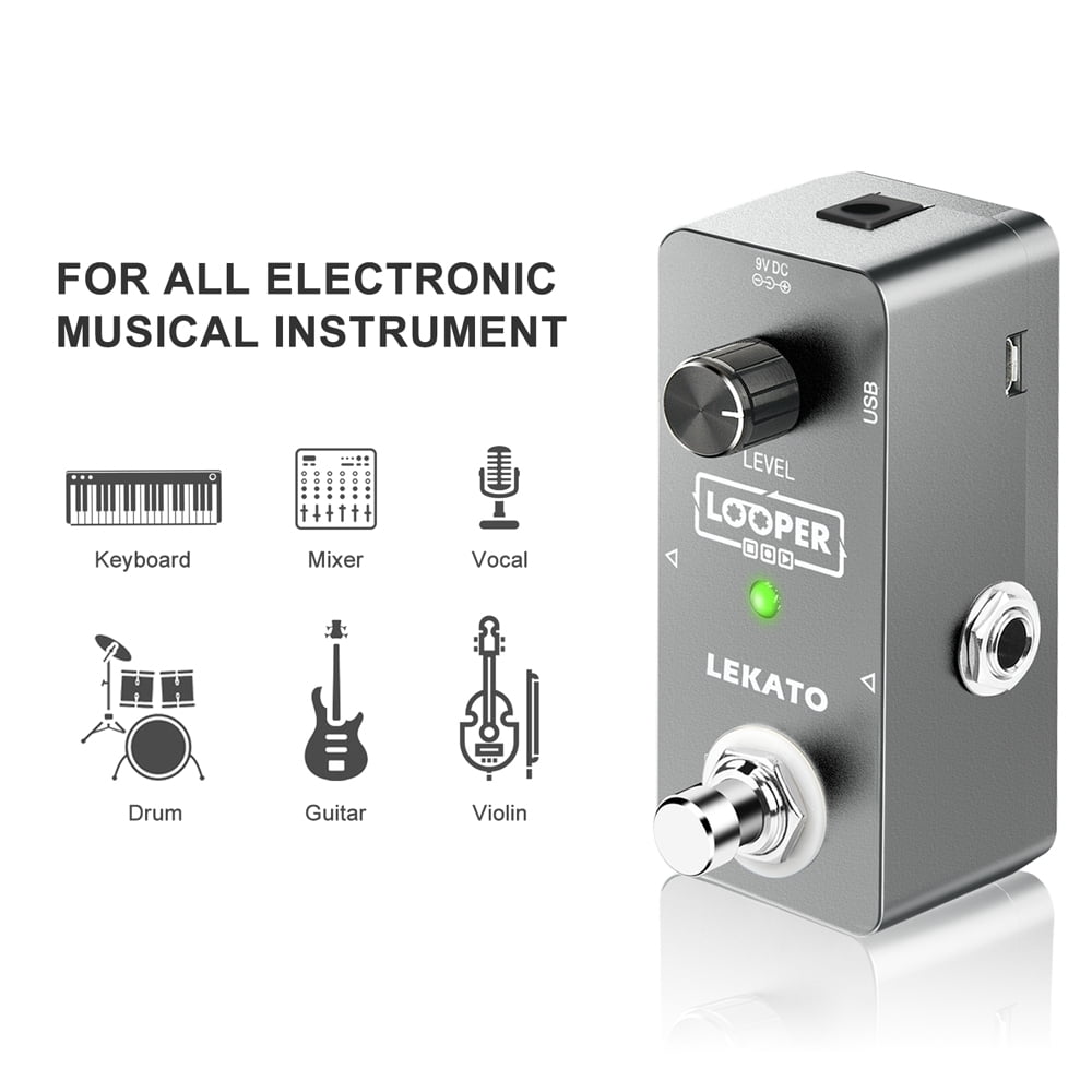 LEKATO Looper Guitar Effect Pedal Looper Guitar Pedal 5 Min Unlimited Overdubs Loop Pedal 300s Single Loop Recording Mini Pedal