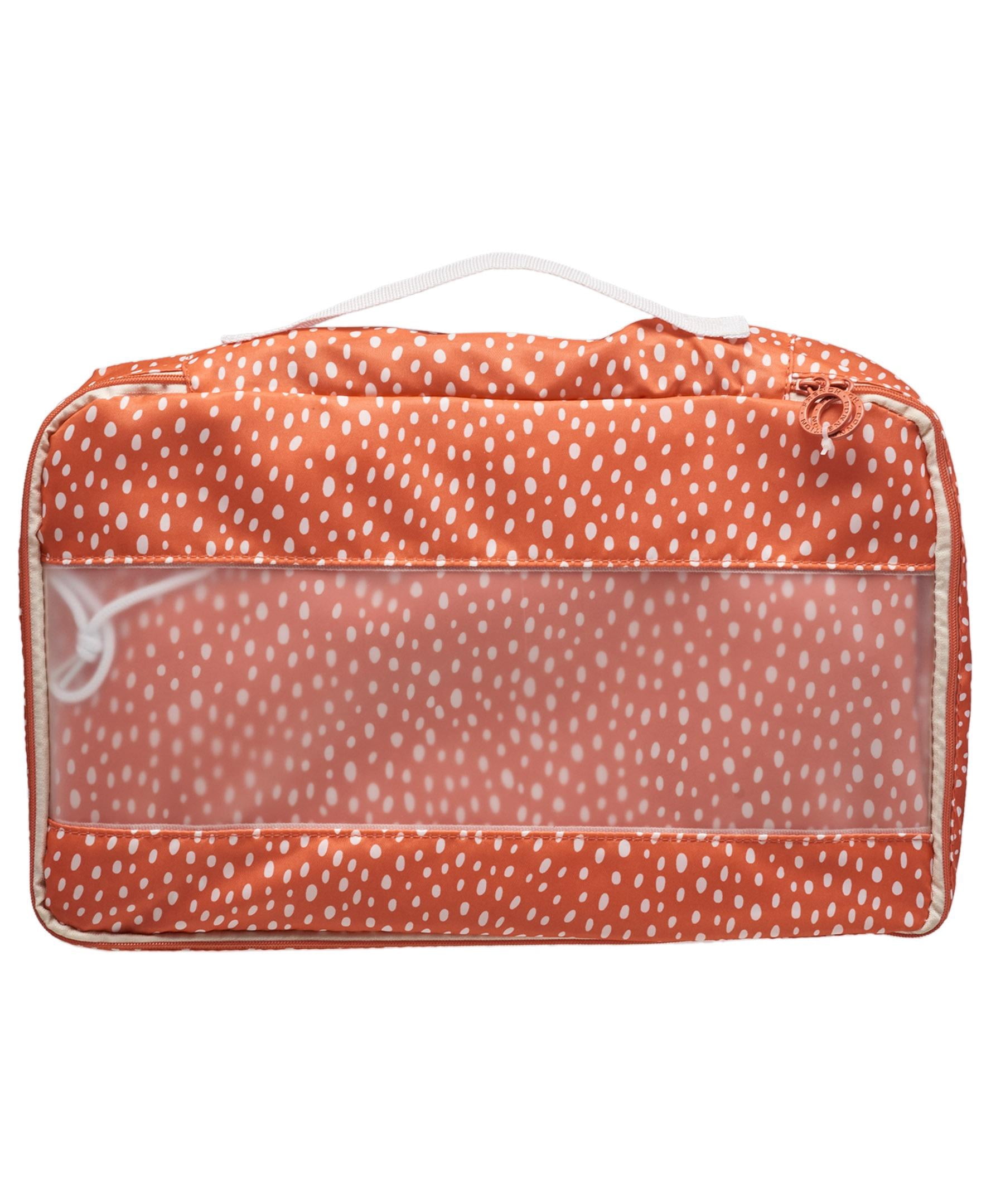 French Connection 6pc Packing Cube Set - Travel Storage Set (Polka Dot) in Orange