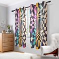 thumbnail image 2 of Yayeee Window Curtains Light Filtering 63"x42" Grommet Panel Pair Home Living Room Decor, Beige Wavy Plaid, 2 of 7
