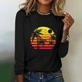 thumbnail image 2 of IROINNID Pink Tops for Women Spring Printed Long Sleeve Round Neck Casual Tee Reduced,Black, 2 of 5