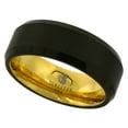 thumbnail image 1 of 8mm Black Tungsten 900 Wedding Ring Brushed Finish Gold Inside Beveled Edge Comfort fit, size 9, 1 of 4