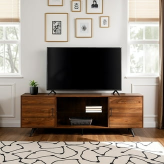 Walker Edison Mid-Century Modern Reeded 2-Door TV Stand for TVs up