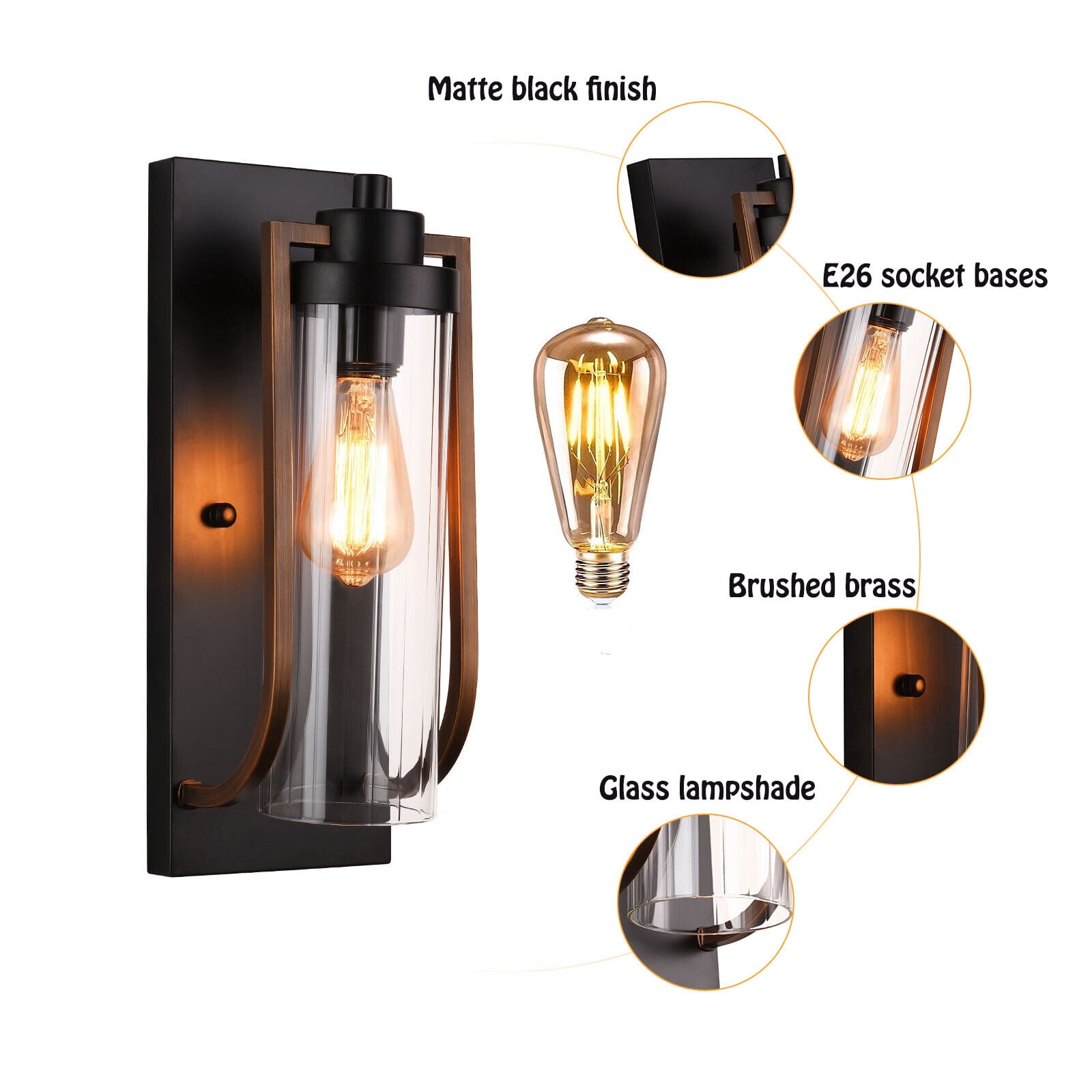 Retro Wall Light Outdoor Wall Lamp Balcony Porch Patio Wall Sconce Lighting Decor Fixture