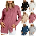 thumbnail image 2 of Tumotour Button Up Ribbed Sweatshirts For Women Long Sleeve Button Down Shirts Lightweight Cardigan Sweaters Going Out Fall Hooded Tops, 2 of 7