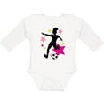 thumbnail image 3 of Inktastic Girl Playing Soccer- Pink and Yellow Stars Girls Long Sleeve Baby Bodysuit, 3 of 5