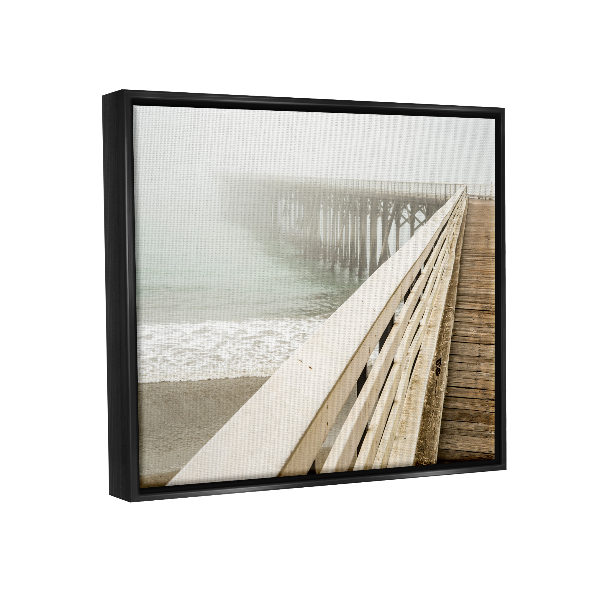 Stupell Industries Ocean Pier Photography Nature Photography Black Floater Framed Art Print Wall Art, 21 x 17