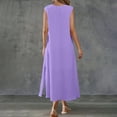 thumbnail image 4 of THDHVS Maxi Dresses for Women 2025,Women's Casual Dresses,Women's Texture Sleeveless Seaside Dress Sleeveless V-neck Dress Purple 2XL, 4 of 7