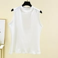 thumbnail image 2 of Sinpiling Cotton Tank Tops for Women Casual Sleeveless Mock Neck Pullover Camisoles Top Ladies Loose Fit Solid Color Basic Lightweight Summer Running Vest Christmas Gifts, 2 of 3