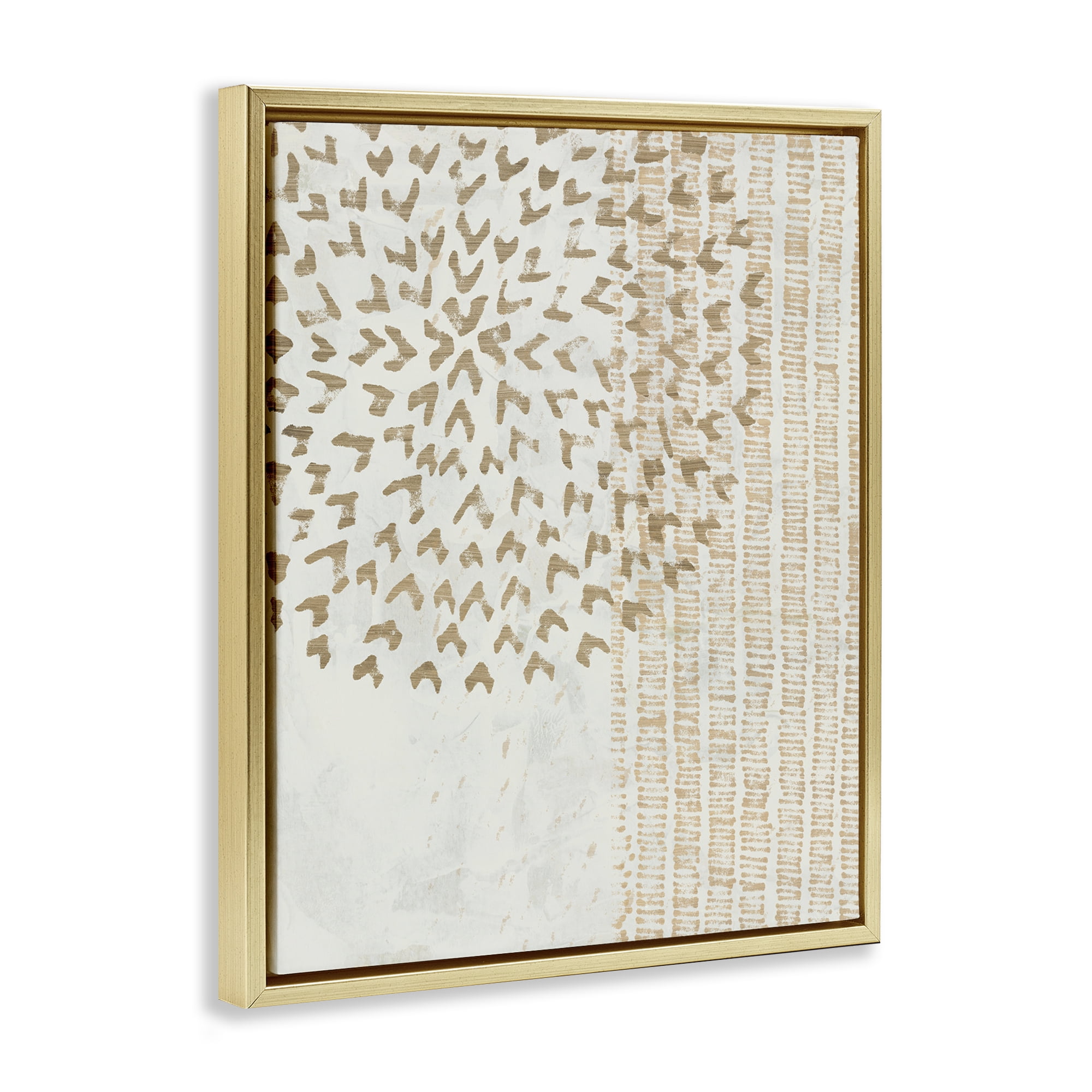 Stupell Industries Rustic Bohemian Patterns Abstract Painting Gold Floater Framed Canvas Art Print Wall Art, 25 x 31