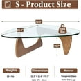 thumbnail image 2 of Coffee Tables for Living Room - Triangle Glass Coffee Table with Wooden Base Mid-Century Modern Abstract End Table for Study Room Office Hotel Balcony (Walnut Transparent, Small 32.2 * 22.4 * 16in), 2 of 5