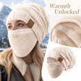 thumbnail image 2 of Lumtrix Beanie Hat For Men And Women Winter Warm Hats Knit Slouchy Thick Fleece Lined Skull Cap With Face Cover Beige One Size, 2 of 6