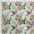 thumbnail image 4 of Soimoi Floral Printed, Japan Crepe SatinFabric, by The Yard 54 Inch Wide, Decorative Sewing Fabric for Dresses Kimonos Gowns, Green & Purple, 4 of 5
