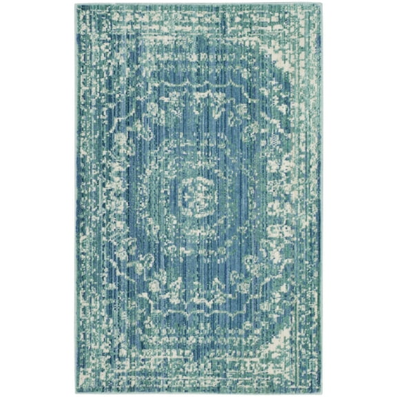 SAFAVIEH Valencia Fergal Transitional Polyester Area Rug, Blue/Multi, 2' x 3'