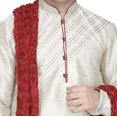 thumbnail image 2 of SKAVIJ Men's Kurta Pajama and Scarf Set Art Silk Indian Ethnic Dress OffWhite XL, 2 of 6