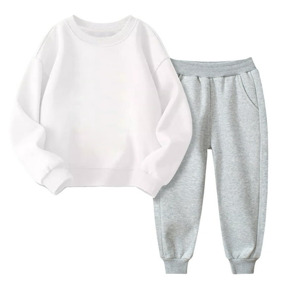 TJAZFJPA Half Birthday Outfit Baby Boy Toddler Kids Boy Girl Clothes Unisex Solid Sweatsuit Long Sleeve Warm Pullover Tops Pants Set Outfits Cute Outfits for Kids Winter Outfits