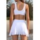 thumbnail image 2 of Traje de baño de 2 Piezas con Falda de Cintura Alta Estilo Deportivo con Nudo en la Parte Delantera y Cuello en V para Mujer Blanco M Blanco M Xishao ropa, 2 of 2