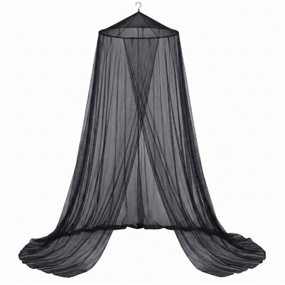 Black Fire Retardant Canopy Bed Net Curtain, Ceiling Tent Decor for Twin Beds Under 1.5 Meters