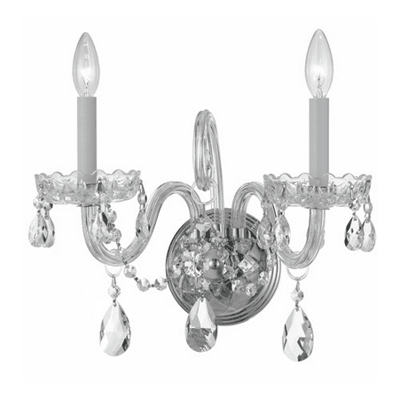 

Wall Sconces 2 Light With Polished Chrome Clear Spectra Crystal Glass Candelabra 15 inch 120 Watts - World of Lighting
