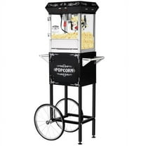Popcorn Machine with Cart - Foundation 6oz Popper with Stainless-Steel Kettle, Heated Warming Tray, and Old Maids Drawer by Great Northern Popcorn (Black)