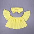 thumbnail image 2 of Ropa Para Bebé (Niño O Niña) Traje Para Niño Pequeño Moda Mangas Voladoras Lindas Color Sólido Hombro Con Fugas Top Arco Tocado Traje Amarillo Odeerbi LM103-8709, 2 of 7