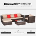 thumbnail image 4 of SUNCROWN Outdoor Patio Furniture Sectional Sofa and Chair (6-Piece Set) All-Weather Brown Wicker with Seat Cushion and Modern Glass Coffee Table (Brown Cushion), 4 of 7