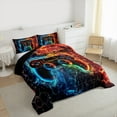 thumbnail image 3 of Manfei Teen Boys Gamer Bedding Comforter Set, Video Game Console Print Twin Comforter Sets, Neon Orange Blue Honeycomb Bedding Set, 2pcs Reversible, 3 of 8