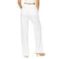 thumbnail image 5 of Cali1850 Women's Casual Linen Pants 32" Inseam Oceanside Drawstring Smocked Waist Lounge Beach Pants with Pockets, 5 of 7