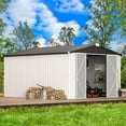 thumbnail image 6 of AECOJOY 10' x 14' Outdoor Storage Shed with Lockable Door Patio Metal Garden Storage Building in White for Outside, 6 of 7