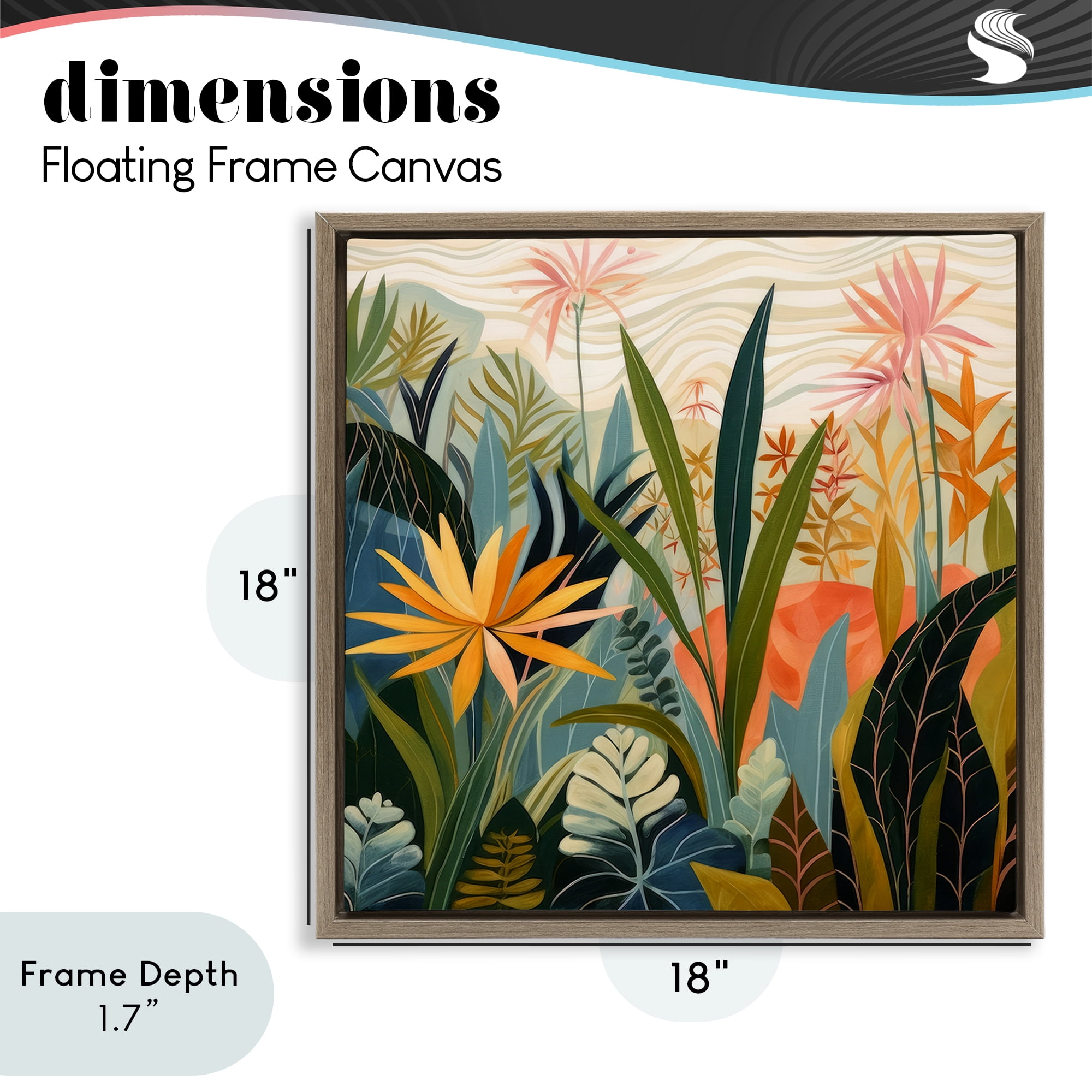 Stupell Industries Tropical Botanical Embrace Brown Framed Floater Canvas Wall Art, design by Lazar Studio