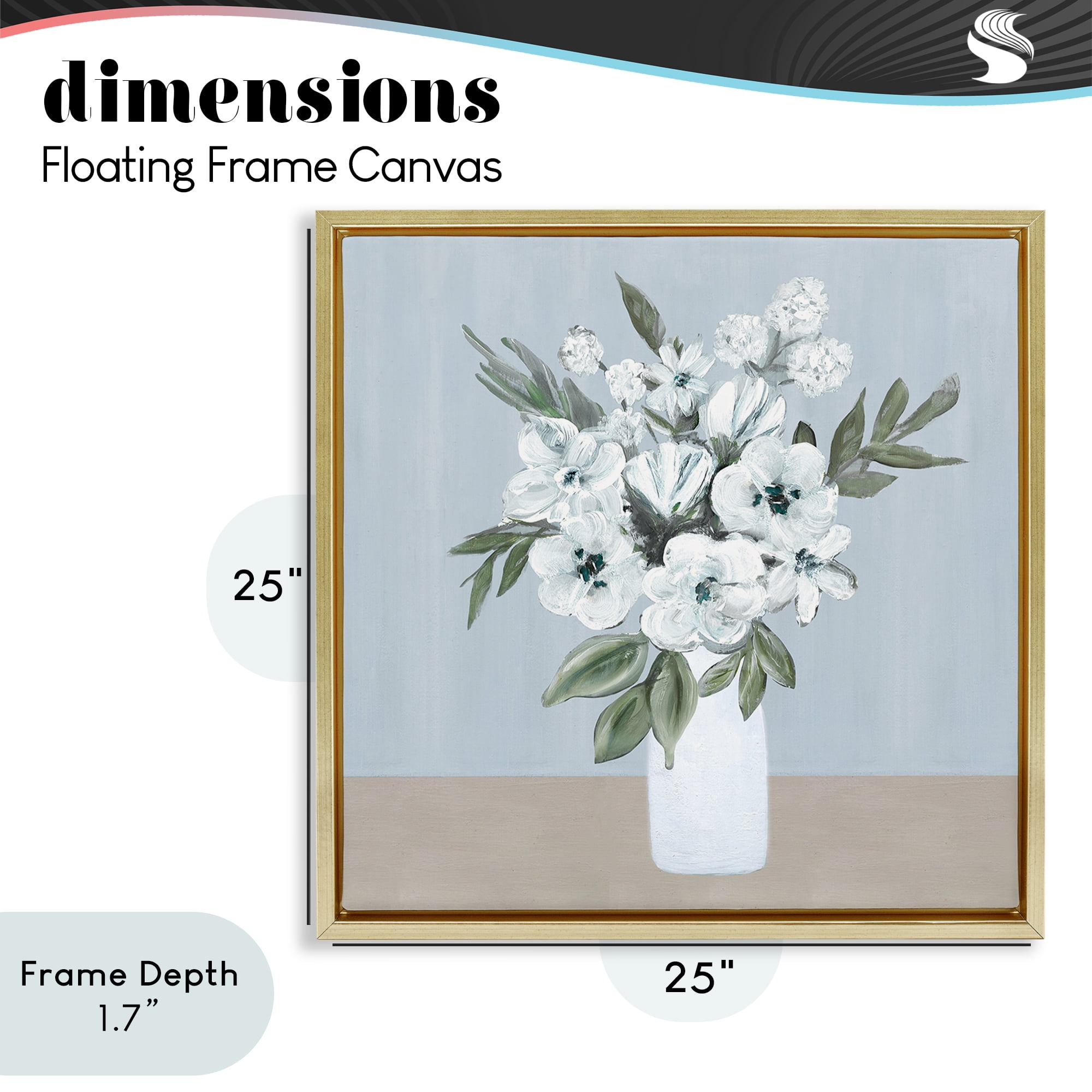 Stupell Industries Cerulean & White Blooms Gold Framed Floater Canvas Wall Art, design by Marilyn Dunlap