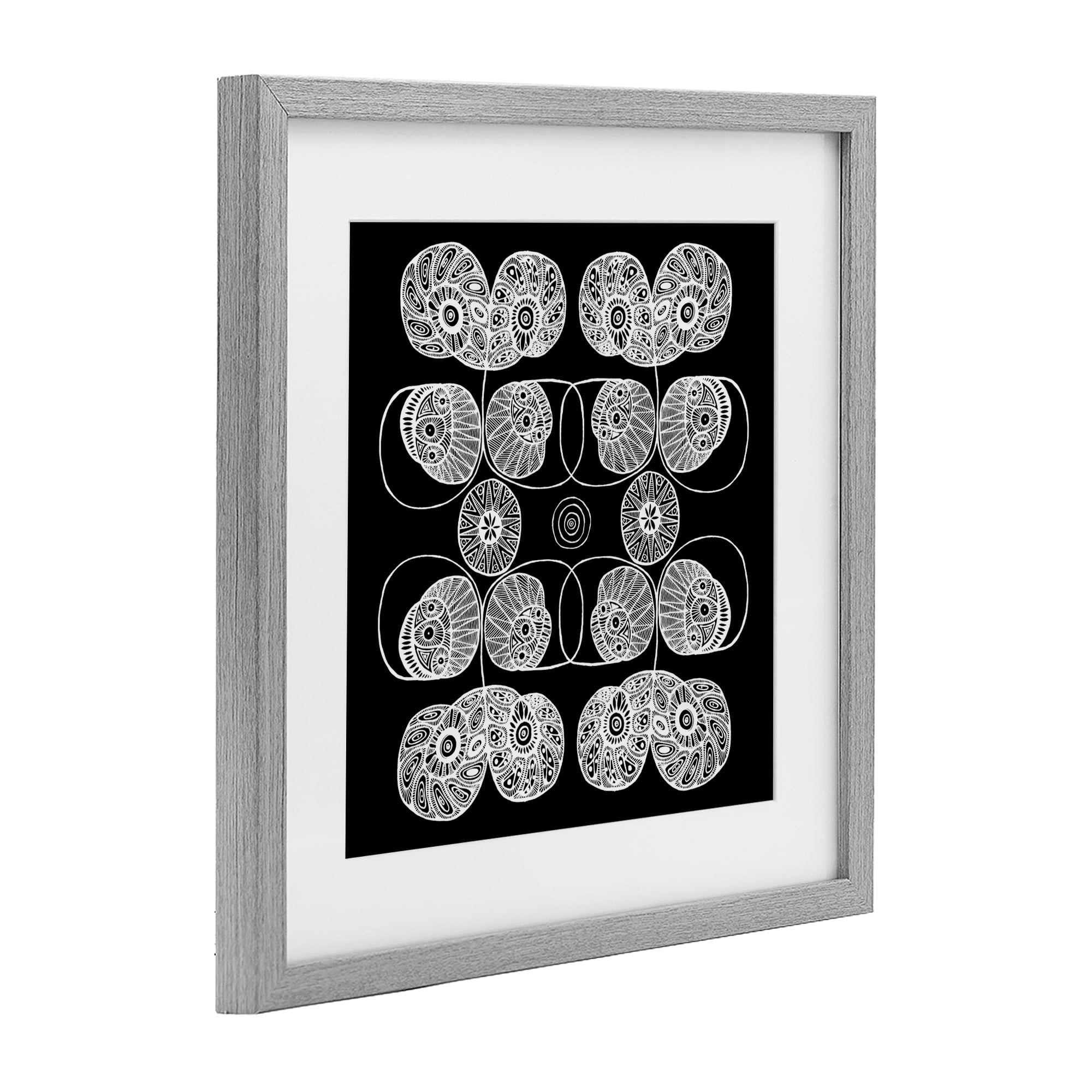 Stupell Industries Detailed Rounded Elementals Gray Framed Print Under Glass, design by El Perkin