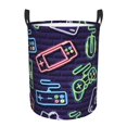 thumbnail image 1 of DouZhe Waterproof Collapsible Large Laundry Baskets, Neon Style Video Game Controls Prints Circular Hamper with Handles, 1 of 7